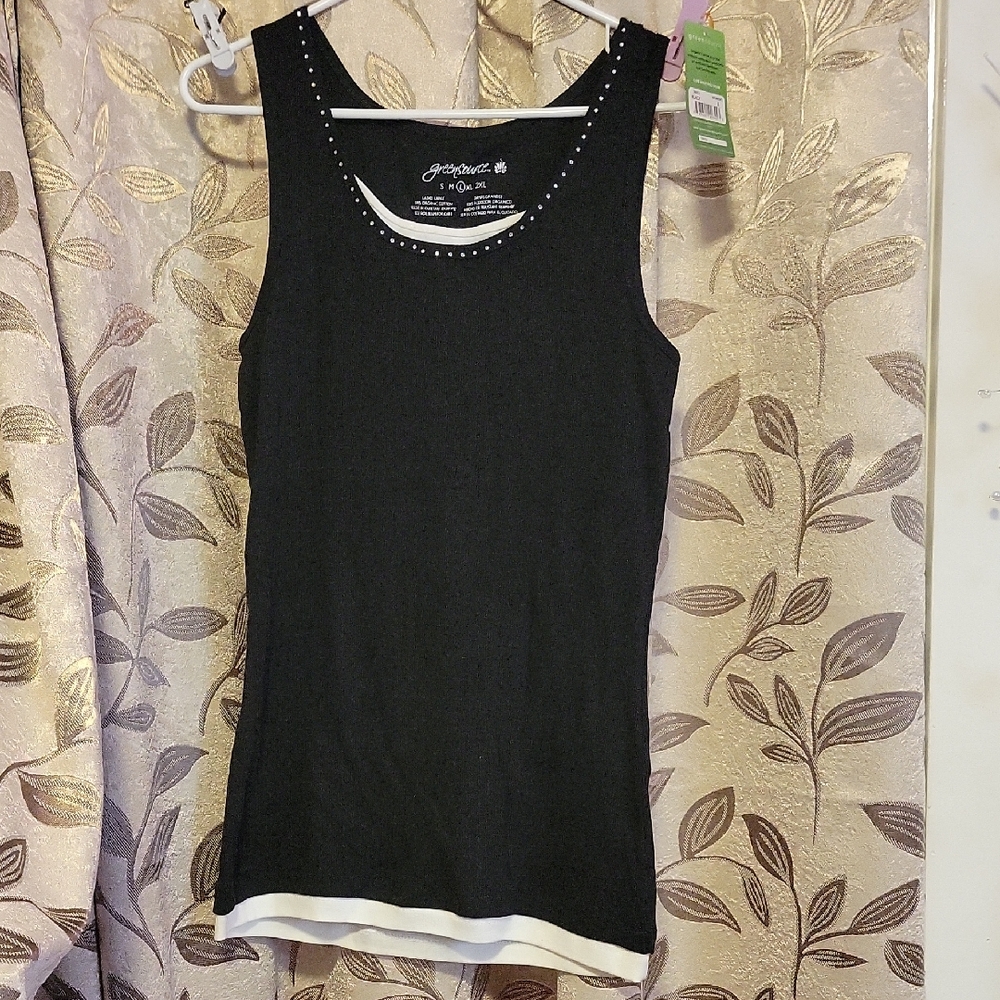 Chic Black Tank Top with White Accents